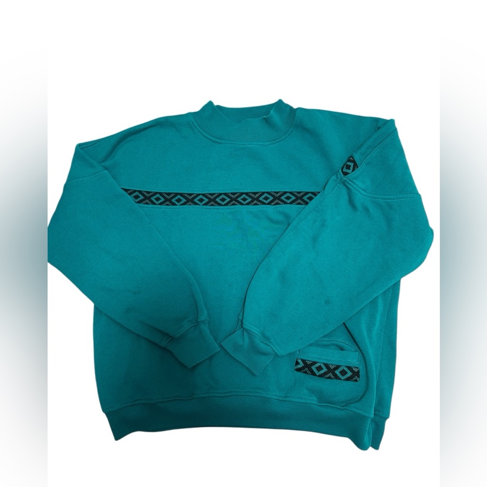 Men’s Vintage Express Black and Teal Sweatshirt Size Medium